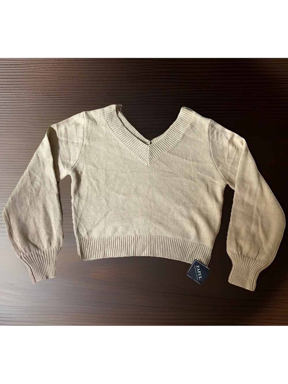 NEW ZAFUL Women's Size Small Sweater Beige Pullover Knitted Sweater NWT
